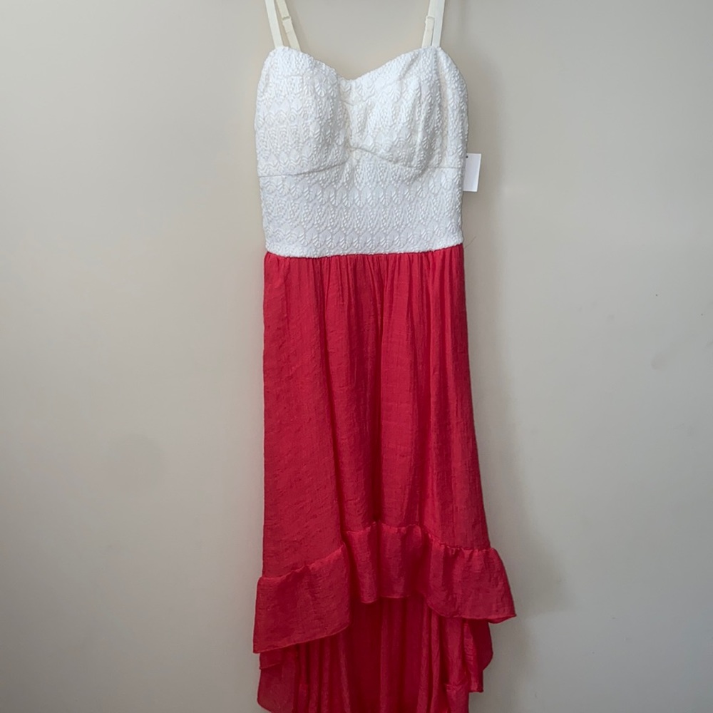 Pink and White High Low Summer Dress